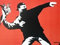 (naar) banksy love is in the air (flower thrower) - afbeelding 2 van  4