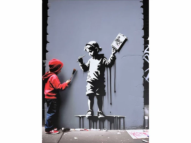 (naar) banksy wall painting - street art - afbeelding 1 van  4