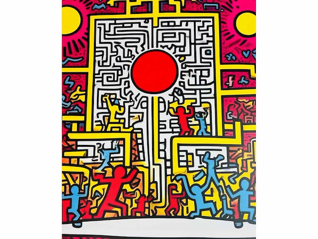(naar) keith haring - kleurenprint op canvas - afbeelding 1 van  8