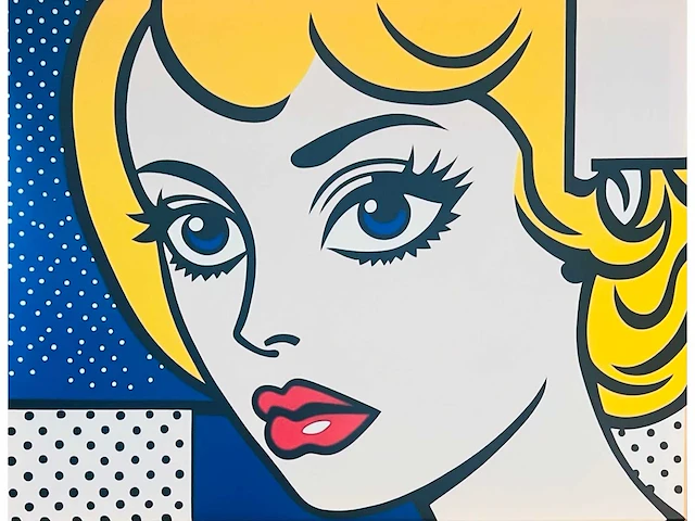 (naar) roy lichtenstein - girl - kleurenprint op canvas - afbeelding 1 van  4
