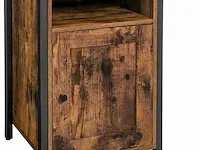 Nachtkastje - bijzetkastje - bijzettafel - industrieel - slaapkamer - hout - ijzer - bruin/zwart - 40x40x60 - afbeelding 1 van  3