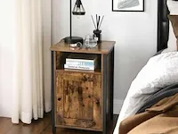 Nachtkastje - bijzetkastje - bijzettafel - industrieel - slaapkamer - hout - ijzer - bruin/zwart - 40x40x60 - afbeelding 2 van  3