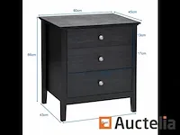 Nachtkastje tafel tafel 3 lades 60 x 45 x 66 cm - afbeelding 1 van  9