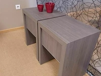 Nachttafel (2 stuks) in melamine eiken - met schuif - afbeelding 2 van  3