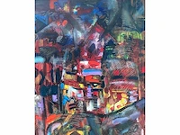 Nahum suwarsita - my dream city - gemengde techniek op doek - afbeelding 5 van  9