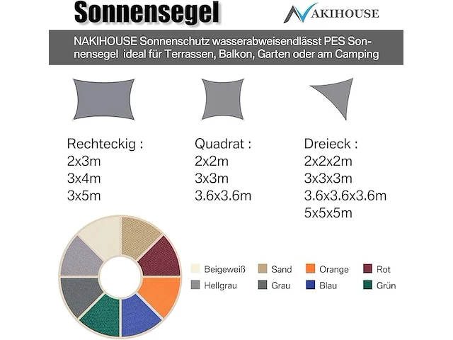 Nakihouse rechthoekig zonnezeil - afbeelding 3 van  4