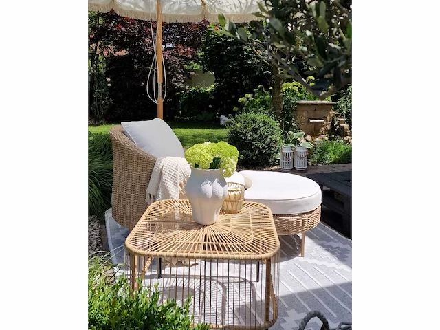 Naturel rotan tuin salontafel - afbeelding 3 van  7