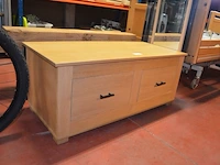 Natuurkleur houten tv meubel 2 laden afm. 118x53x50, spiegel in natuurkleur houten kader, spiegel in zwarte kader - afbeelding 3 van  7