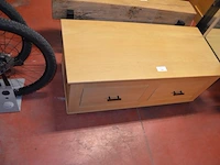 Natuurkleur houten tv meubel 2 laden afm. 118x53x50, spiegel in natuurkleur houten kader, spiegel in zwarte kader - afbeelding 4 van  7