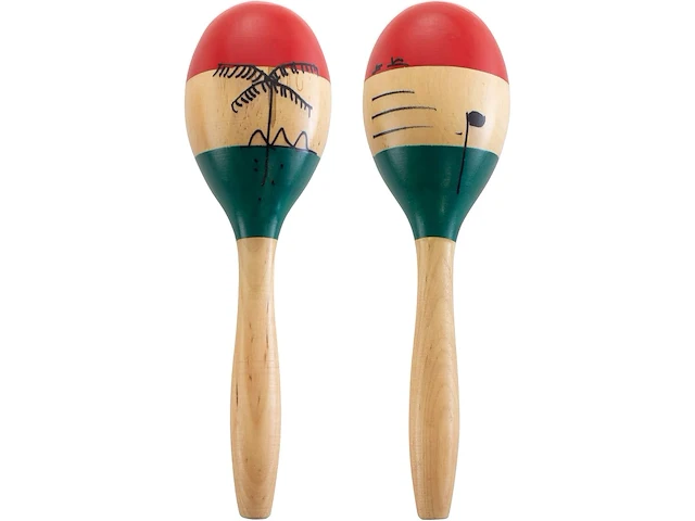 Natuurlijke handgeschilderde houten maracas - afbeelding 3 van  4