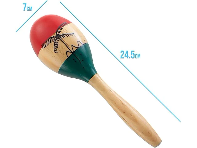 Natuurlijke handgeschilderde houten maracas - afbeelding 4 van  4