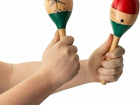 Natuurlijke handgeschilderde houten maracas - afbeelding 2 van  4