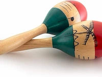 Natuurlijke handgeschilderde houten maracas - afbeelding 1 van  4