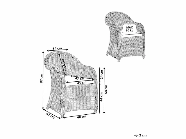 Natuurlijke tuinstoel met kussen - afbeelding 5 van  5