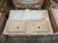 Natuursteen light travertin dubbele wastafel 120x40x10 cm - afbeelding 5 van  6