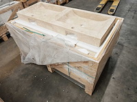 Natuursteen light travertin dubbele wastafel 120x46x10 cm - afbeelding 4 van  7