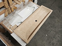 Natuursteen light travertin wastafel 120x40x10 cm - afbeelding 3 van  5