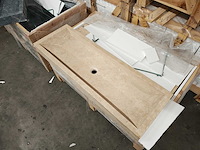 Natuursteen light travertin wastafel 120x40x10 cm - afbeelding 4 van  5
