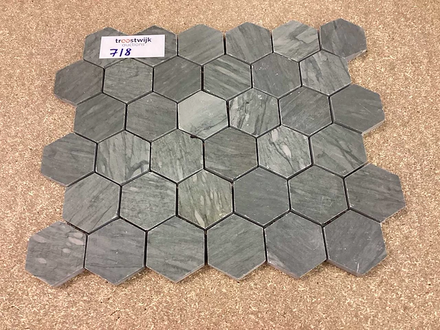 Natuursteen marmer antraciet hexagon 33x28 cm mozaïektegel 40 stuks - afbeelding 1 van  3