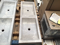 Natuursteen marmer beige dubbele wastafel 120x40 cm - afbeelding 3 van  4