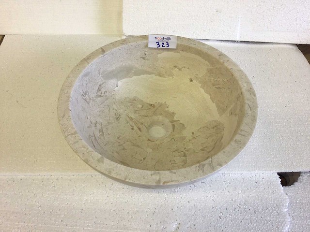 Natuursteen marmer beige waskom 40,6x15 cm - afbeelding 1 van  4