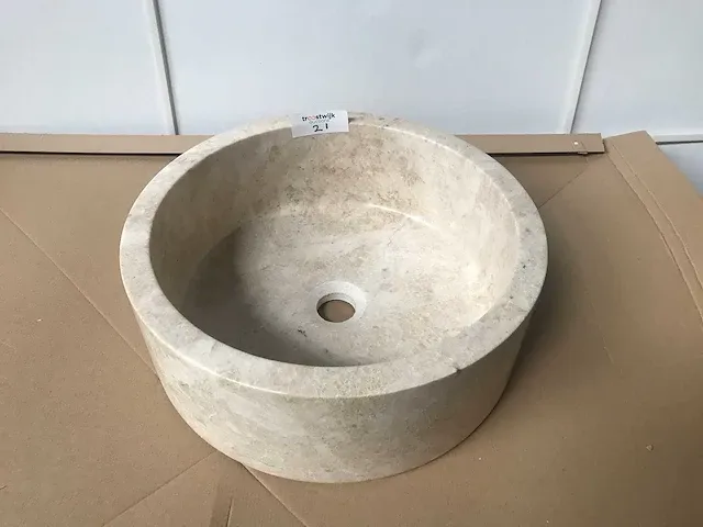 Natuursteen marmer beige waskom - afbeelding 2 van  3