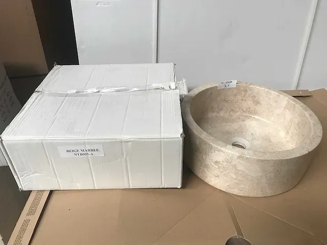 Natuursteen marmer beige waskom - afbeelding 3 van  3