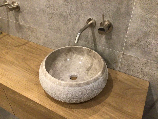 Natuursteen marmer beige wastafel 40,6x15 cm 2 stuks - afbeelding 3 van  5