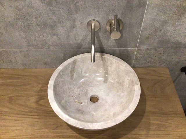 Natuursteen marmer beige wastafel 40,6x15 cm 2 stuks - afbeelding 1 van  5