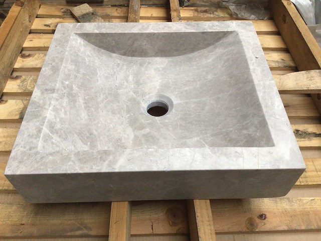 Natuursteen marmer beige wastafel 45x40 cm - afbeelding 1 van  8