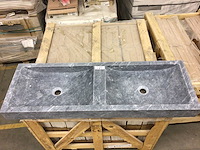 Natuursteen marmer black dubbele wastafel 120x40 cm - afbeelding 1 van  6