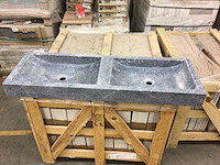 Natuursteen marmer black dubbele wastafel 120x40 cm - afbeelding 2 van  6