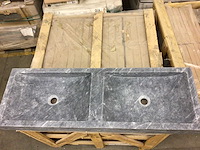 Natuursteen marmer black dubbele wastafel 120x40 cm - afbeelding 3 van  6