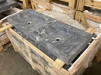 Natuursteen marmer black dubbele wastafel 120x46x10 cm - afbeelding 3 van  5