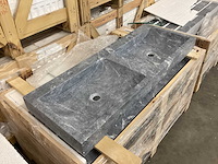 Natuursteen marmer black dubbele wastafel 120x46x10 cm - afbeelding 5 van  5