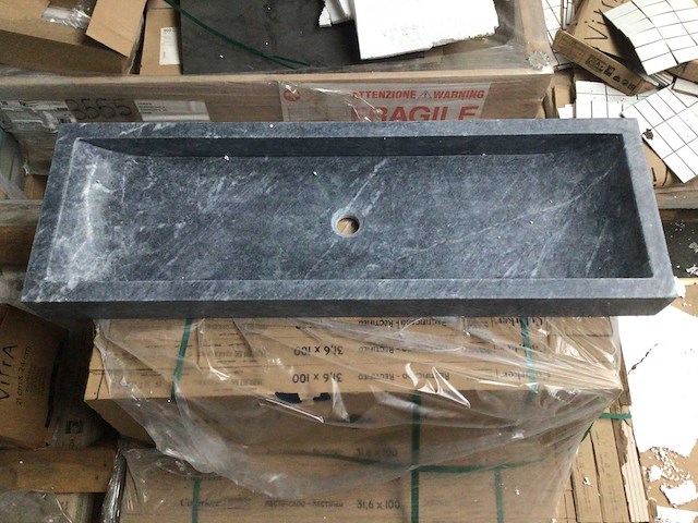 Natuursteen marmer black wastafel 120x40x10 cm - afbeelding 2 van  5