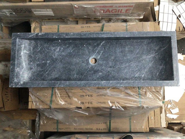 Natuursteen marmer black wastafel 120x40x10 cm - afbeelding 1 van  5
