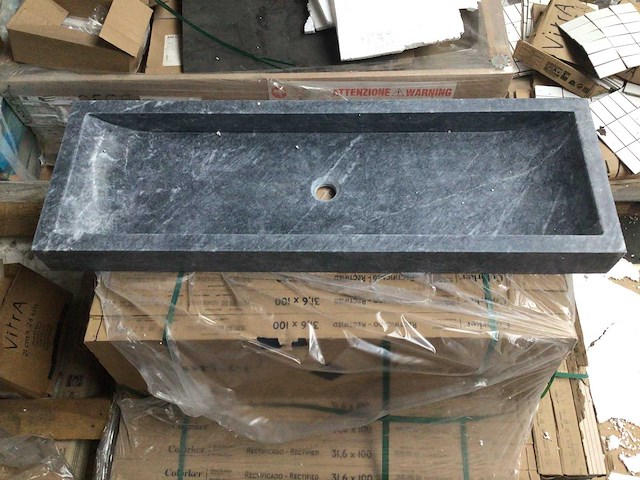 Natuursteen marmer black wastafel 120x40x10 cm - afbeelding 3 van  5