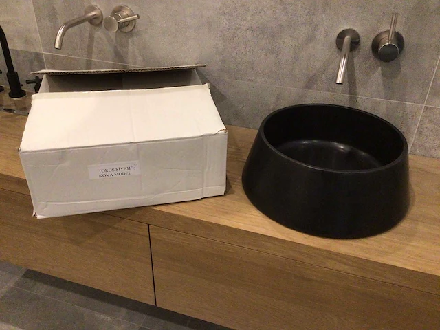 Natuursteen marmer black wastafel 40x15 cm 2 stuks - afbeelding 5 van  5