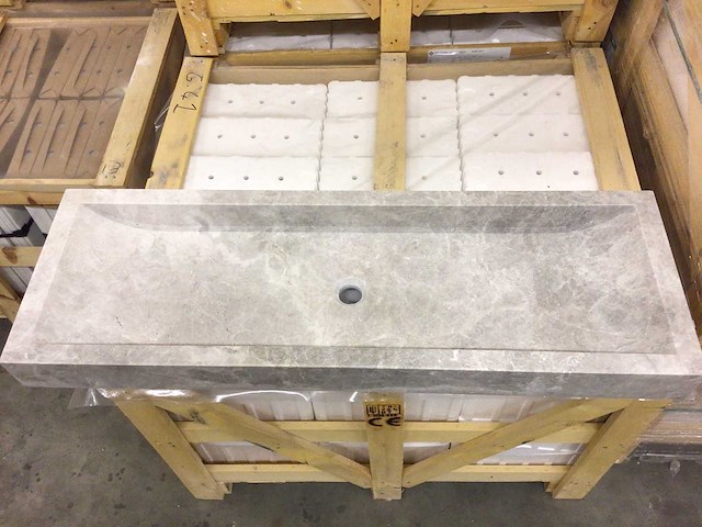 Natuursteen marmer grey wastafel 100x40 cm - afbeelding 2 van  5