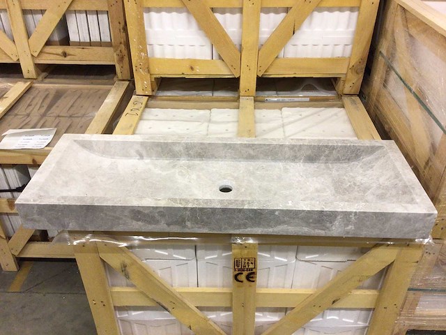 Natuursteen marmer grey wastafel 120x40x10 cm - afbeelding 2 van  6