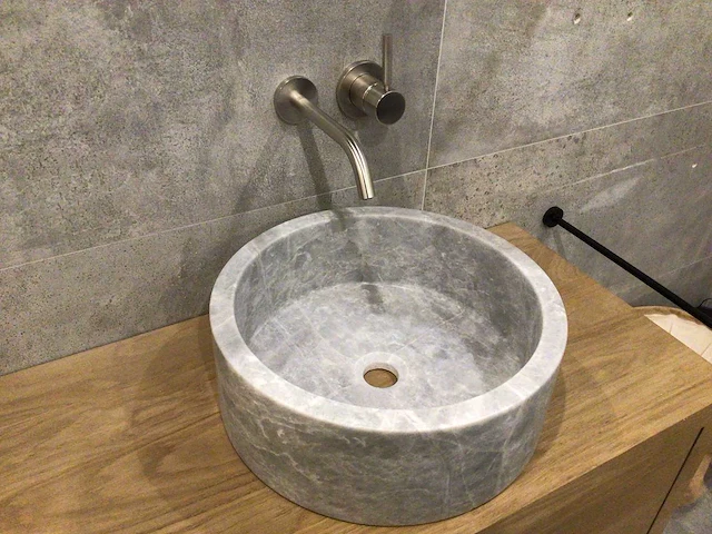 Natuursteen marmer grijs wastafel 40,6x15 cm 2 stuks - afbeelding 4 van  5