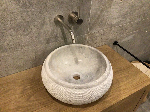 Natuursteen marmer grijs wastafel 40,6x15 cm 2 stuks - afbeelding 4 van  5