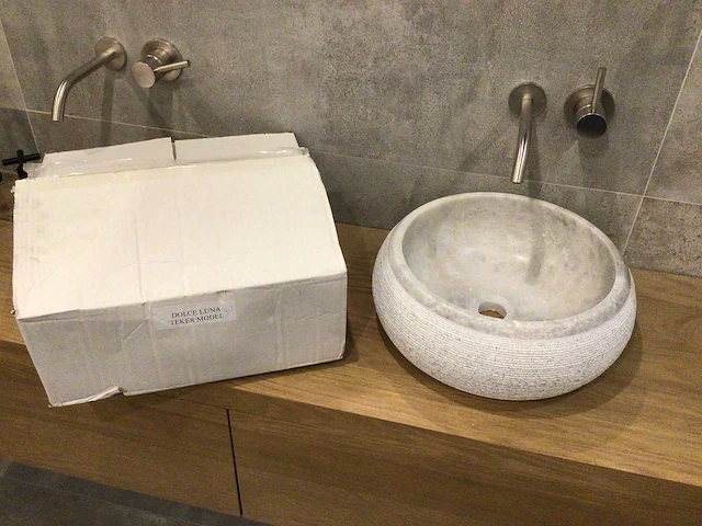 Natuursteen marmer grijs wastafel 40,6x15 cm 2 stuks - afbeelding 5 van  5