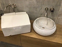 Natuursteen marmer grijs wastafel 40,6x15 cm 2 stuks - afbeelding 5 van  5