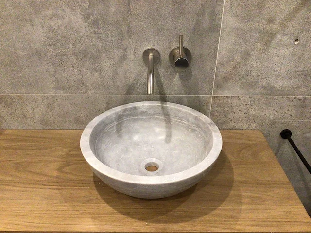 Natuursteen marmer grijs wastafel 40,6x15 cm 2 stuks - afbeelding 2 van  5