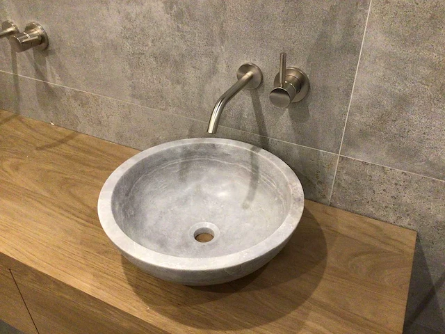 Natuursteen marmer grijs wastafel 40,6x15 cm 2 stuks - afbeelding 3 van  5