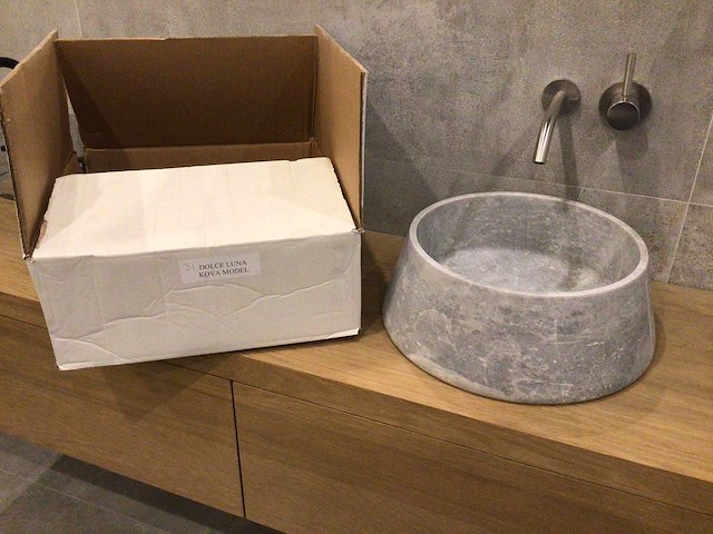 Natuursteen marmer grijs wastafel 40x15 cm 2 stuks - afbeelding 5 van  5