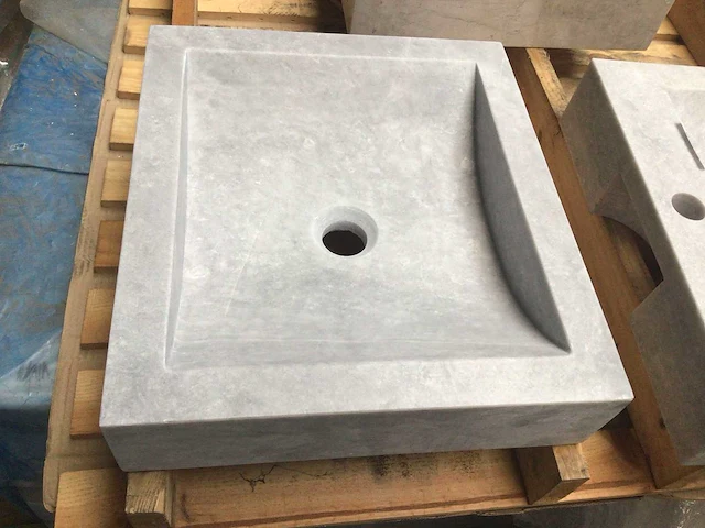Natuursteen marmer grijs wastafel 45x40 cm - afbeelding 3 van  3