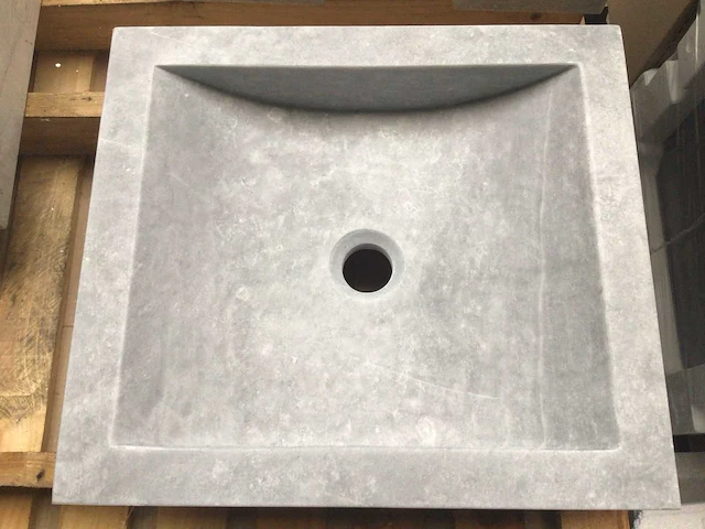 Natuursteen marmer grijs wastafel 45x40 cm - afbeelding 1 van  3